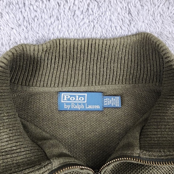Polo Ralph Lauren Sweater Mens XXL Green 1/4 Zip Pullover Elbow Patches Pony - Picture 4 of 10